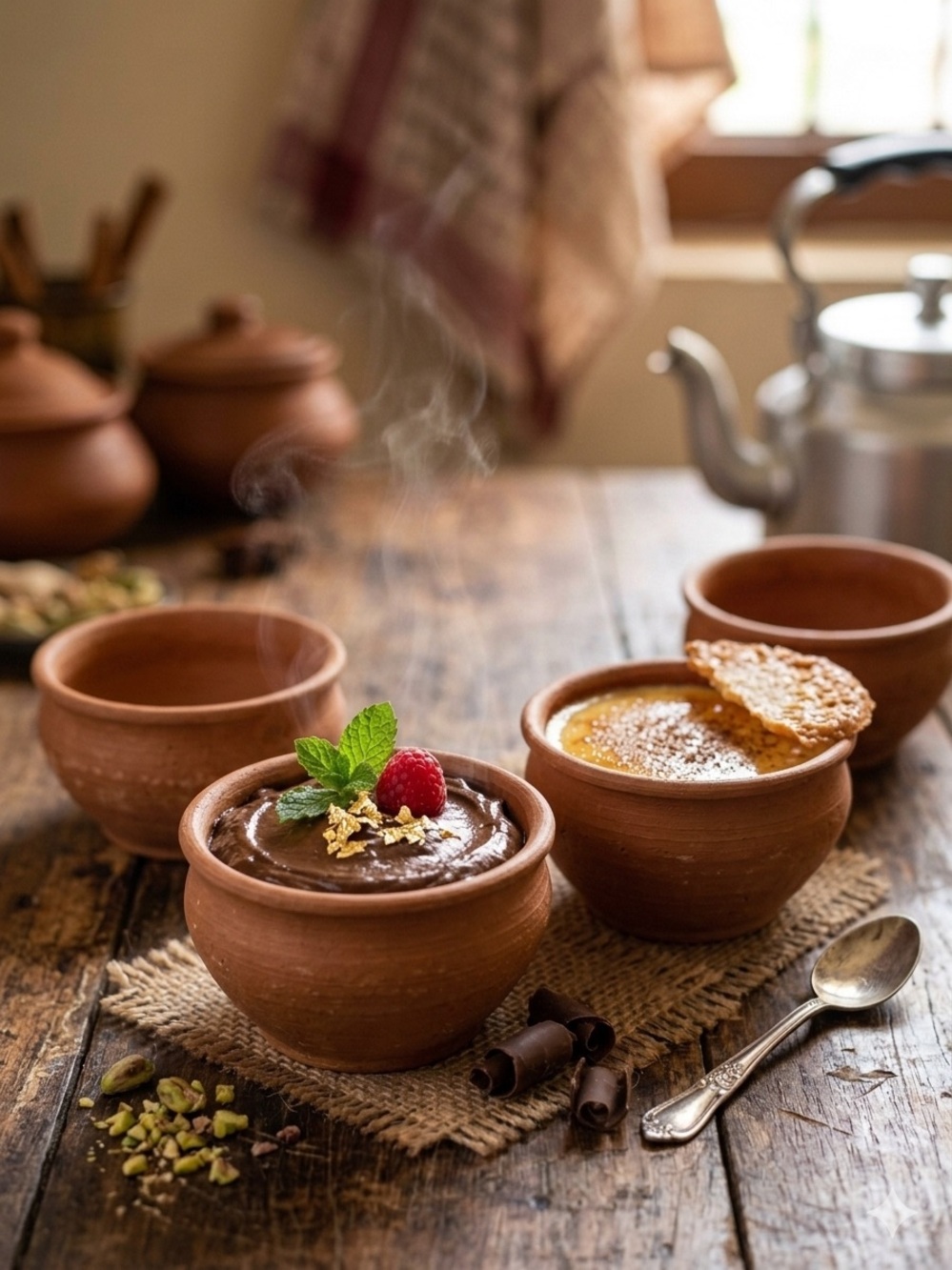 ✨ Set of 10 Glazed Terracotta Dessert Pots / Matka Kulfi Cups with Lids
